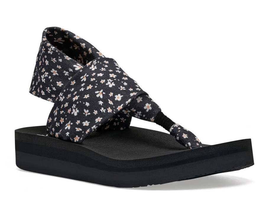 sanuk_w_sling_st_midform_microfloral_black.jpg Sanuk W Sling St Midform Microfloral Black - Image 1